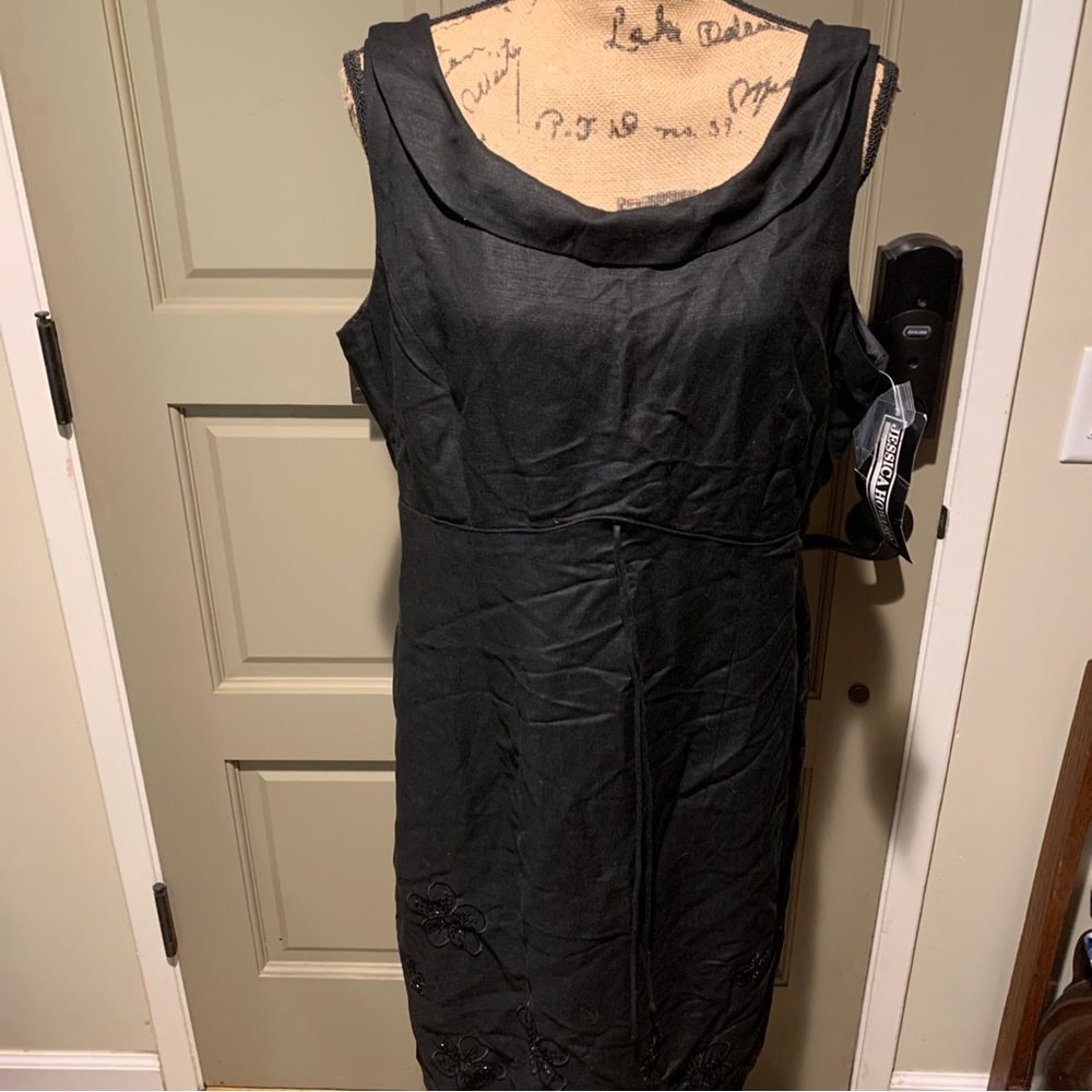 Jessica Howard Black Dress Size 16 W/ Flower Design